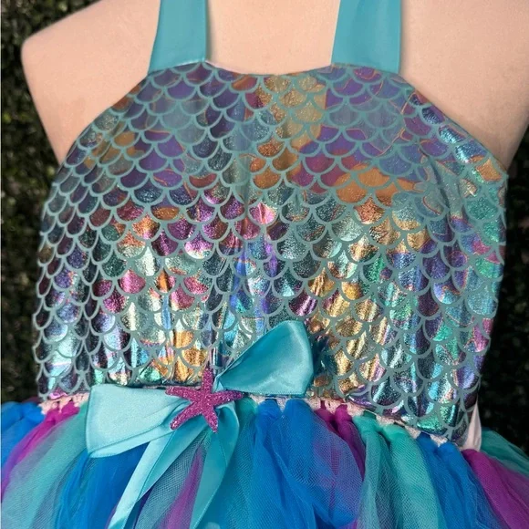 The Little Mermaid Costume Dress & Tiara Kids Size 7-8 NWOT Princess Outfit - Picture 5 of 11